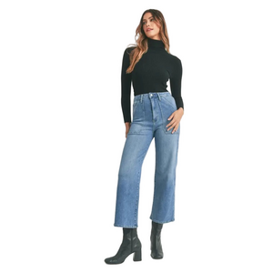 Just Black Denim High Rise Cargo Pocket Wide Leg Jeans